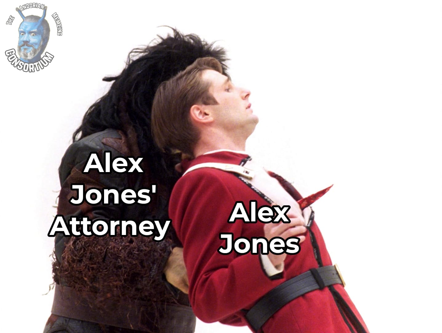 The meme is a play on the famous scene from the movie "The Lion King" where Mufasa's brother Scar pushes Mufasa to his death. In this meme, the scene is reimagined with a character from the TV show "Doctor Who" (the Doctor) being pushed to his death by the villainous character from the TV show "Doctor Who" (the Master). The text overlay on the image reads "In 2-3 sentences, describe this meme for someone who cannot see it: A character from the TV show 'Doctor Who' is being pushed to his death by a villainous character from the same show, with the text overlay 'In 2-3 sentences, describe this meme for someone who cannot see it'".